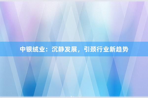 中银绒业：沉静发展，引颈行业新趋势